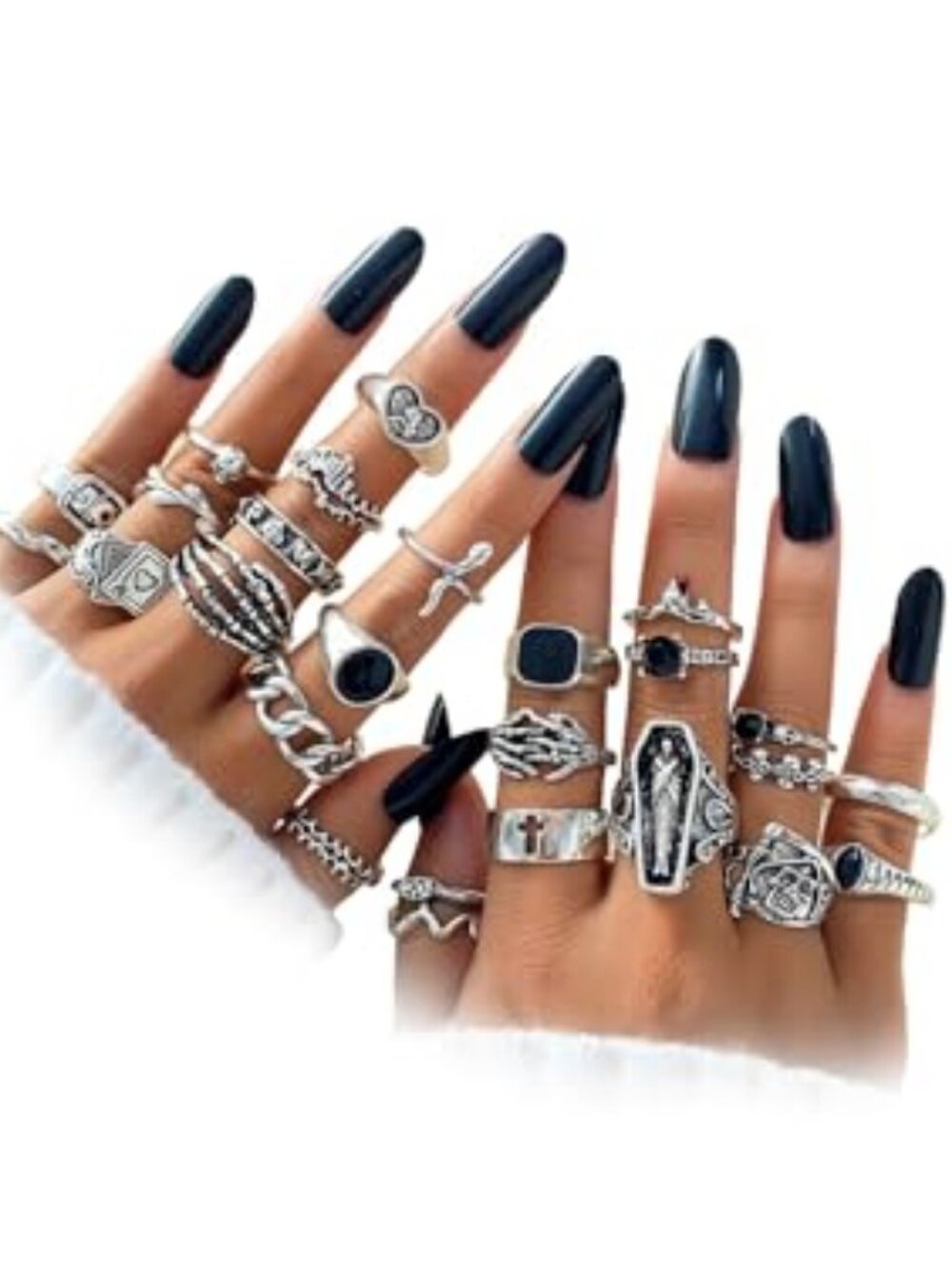 Vintage Silver Knuckle Rings Set for Women, Stackable Joint Finger Statement